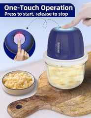 UN1QUE 350ML Rechargeable Mini Electric Chopper for Kicthen Use | One-Touch Operation | 304 Stainless Steel Blades | Chopper Electric for Chop, Mince, Puree, Whisk, Grind