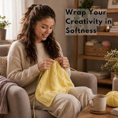 Classyo Acrylic Yarn for Crocheting (100gms x 1 Ball, 4ply) | Soft Wool Crochet Thread | Acrylic Hand Knitting Yarn | Wool for Crochet | For Sweater, Scarf, Hat, Baby Clothes, Purse, Gift Bags and DIY Crafts (Butter, Pack of 1)