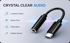 Type C to 3.5mm Audio Jack Connector with DAC Headphone Converter Adapter Compatible with iPhone 15 Pro Max/15Pro/15Plus Series/Galaxy/OnePlus/Google/Nothing & Other Type C Phones, Warranty