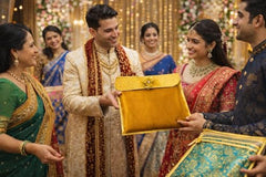 RAAHII Plastic Fabric 8 Piece Single Saree/Suit Packing Flower Flap Golden Transparent Saree Cover/Saree Bag Organizer For Wardrobe Storage Or Wedding Gifting,43 Cm,2 cm,37 cm