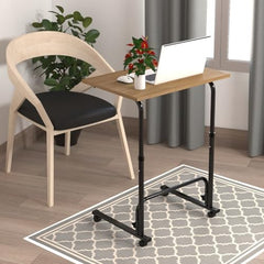 TABLE MAGIC- BADE Multipurpose Laptop Table Mat Finish - Adjustable, Foldable, Portable, Engineered Wood Top with Footrest, Top Size 60 * 45cm (Beige- Wenge)