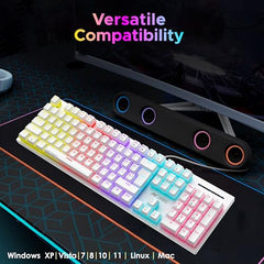 Ant Esports MK3400 Pro V3 Mechanical RGB Gaming Keyboard, 104 Keys-Red Switch, Multicolour Backlit, Anti-Ghosting, USB Wired, Media Keys, 12 LED Modes, for PC, Mac, Windows, Linux – White