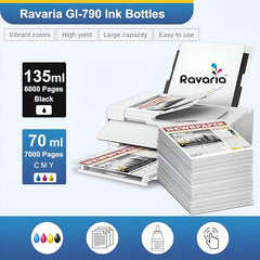 Ravaria GI 790 Ink Compatible Ink for Canon Pixma g1000 / G1010 / G1100 / G2000 / G2002 / G2010 / G2012 / G2100 / G3000 / G3010 / G3012 / G3100 / G4000 / G4013