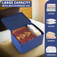 Kuber Industries Pack of 3 Storage Bag | Clothes Storage Bag | Rexine Underbed Storage Bag | Wardrobe Organizer for Blanket-Comforters | Foldable Attachi Bag | Black Patti | Large | Grey