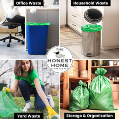 Honest Home Garbage Bags Small - Green | 120 Bags | 30 Bags x 4 boxes | Leak-Proof & Tear-Resistant | 17 x 19 Inches Drawstring Dustbin Bags