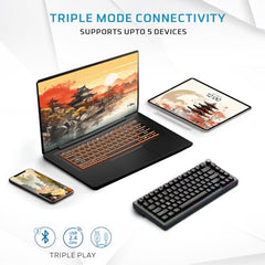 EvoFox Katana X2 TKL Gaming Mechanical Keyboards Wireless –Tri-Mode (BT/2.4G/Wired), Silent Red Switches, 1000Hz Polling Rate, Vivid and Dynamic Backlighting, 4000mAh Battery,Volume Knob (Black)
