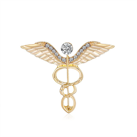 SYGA Brooch Pin Fashion Crystal Rhinestone Jewellery Pin Vintage Clothing Accessories Decoration Angel Wings Style Brooches For Men's & Women- S259