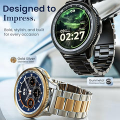 GOBOULT Crown R Pro 2 Smartwatch 1.43''HD AMOLED Display,BT Calling 5.2,600Nits Brightness,IP67,150+Watchfaces, 120+Sports Modes, AI Voice Assistant, SpO2 Monitoring(Charcoal Black)