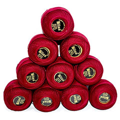 Dhruv Crafts Crochet Cotton Thread Yarn for Cross Stitch, Knitting, Embroidery & Craft Projects, Mercer Crochet Thread Ball, Shade B25 Red, 20 Gram, 0.5 MM Thickness, Sewing & DIY Supplies