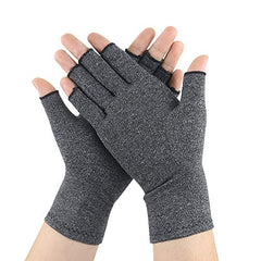 MOMISY Arthritis Gloves Women Men Hand Fingerless Compression Gloves Wrist Support Therapy Gloves Relieve Pain from Rheumatoid RSI Carpal Tunnel for Typing Wirting Dailywork-1 Pair, Grey, Medium