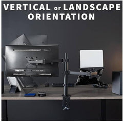 Monitor & Laptop Desk Arm Stand, Swivel & Tilt | Clamp and Grommet Installation