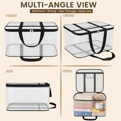 Storite 2 Pack Moisture Proof Nylon Underbed Storage Bag For Clothes Large | (54 x 46 x 28 cm) - BlackRed, Rectangular