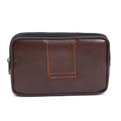 MOMISY Horizontal Mobile Cell Phone Holster Holder Pouch Case Belt Clip Case Leather Case Cover for Men (Brown)