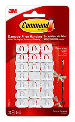 Command Decorating & organizing Pack of 20 clips/hooks and 24 mini strips, Damage Free walls, Clear,Plastic