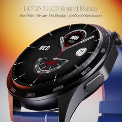 boAt Enigma Radiant Luxury Watch for Man w/1.43"(3.63 cm) AMOLED Display, AOD, Premium Metal Build, Round Dial, 200+Watch Faces, Upto 7 Days Battery Life, Fitness smartwatch for Men (Metal Black)