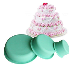 Syga 3 Piece Nonstick Round Silicone Cake Pop Baking Molds Set for Cake/Pies/Bread/Ice Cream Kitchen Craft Tool_Cyan