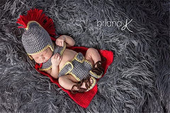 MOMISY Baby Photography Props, Baby Soldier Outfit, Includes Hat, Nappy, Shoes & Neck for Kids Parties Anniversaries Photography, Grey