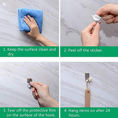 HASTHIP® 8 Pack Stainless Steel Adhesive Wall Hanger Self Adhesive Hooks | Waterproof Heavy Duty Sticky Wall Hooks for Hanging Bathroom Kitchen Robe Coat Towel Kitchen Utensils, Narrow Hook