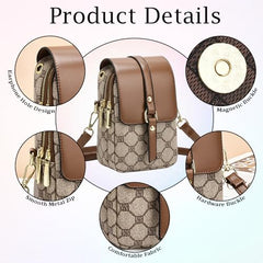 MOMISY Women’s Crossbody Sling Bag | PVC Leather Mini Shoulder Bag with Magnetic Buckle & Adjustable Strap(Light Brown)