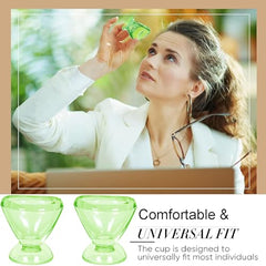 Soulvinee Superior, Smooth Edge,Glass Eye Wash Cup Transparent Eye Cup Eye Washing Cup Clear Eye Flush Cup Eye Washing Kit Portable Eye Rinsing Cup for Home Travel Use set of 2