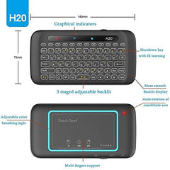 ETZIN Mini Wireless Keyboard,H20 with Touchpad, Colorful Backlit Small Wireless Keyb-oard,Full Size Touchpad, Handheld IR Remote Keyboard for Android TV Box Windows etc (EPL-600KM)