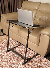 TABLE MAGIC- BADE Multipurpose Laptop Table Mat Finish - Adjustable, Foldable, Portable, Engineered Wood Top with Footrest, Top Size 60 * 45cm (X-Large, Midnight Black)