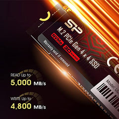 SP Silicon Power UD9X 500GB NVMe PCIe 4.0 M.2 2280 SSD, Up to 5000MB/s, 3D NAND, Gen4x4 Internal Solid State Drive for PC, Laptop, Desktop (SP500GBP44UD9005IN)
