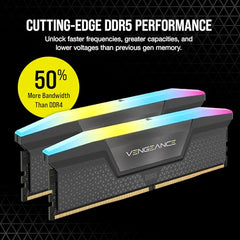 CORSAIR Vengeance RGB DDR5 RAM 64GB (2x32GB) 6000MHz CL40 AMD Expo iCUE Compatible Computer Memory - Gray (CMH64GX5M2B6000Z40)