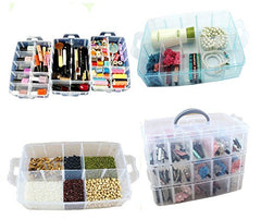 SYGA 3-Tray Transparent Plastic Organizer Storage Box/Basket/Container with Collapsible and Removable Dividers(31 X 19 X 24Cm)(White)