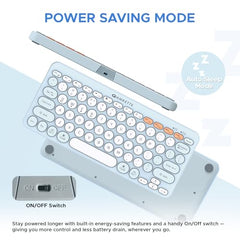 Amkette New and Improved Optimus BT 4 in 1 Multi Device Wireless Keyboard/Bluetooth Keyboard | One Click Device Switching and AI Access for Windows, MacOs, Android and iOS, Dual OS Layout (Blue)