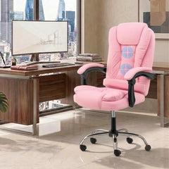 Casa Haus Italia Premium Leatherette Office Chair for Work | Boss Chair, Ergonomic Executive, Luxurious Cushioned Arms & Seat, 2 Point Back Massager, Heavy Duty Metal Base (Burgundy)