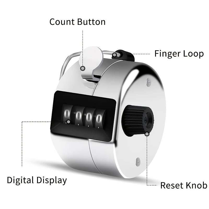 SYGA Hand Tally Counter, Digit Number Lap Counter Manual Mechanical Clicker with Finger Ring - Silver