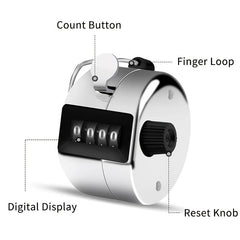 SYGA Hand Tally Counter, Digit Number Lap Counter Manual Mechanical Clicker with Finger Ring - Silver