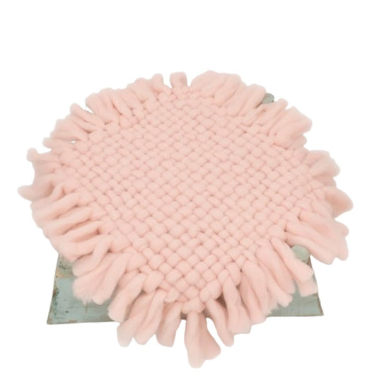 MOMISY Braided Knit Throw Braided Rug Blanket, New Born Baby Photography Photoshoot Props (Pink, 45 * 45 cm)