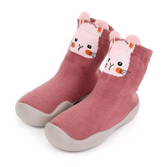 MOMISY Baby Socks Animal Themed, Funny Cartoon Printed Cotton Socks with Shoes - Soft, Non-Slip, and Comfortable Size 18-24M(PinkCat-24-25)