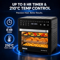 INALSA Air Fryer Oven 1700W|15L Large Capacity|Stainless Steel Interior|Non-Toxic Cooking|14-in-1 Functions,Fry,Bake,Grill,Dehydrate,Roast& Reheat|Rotisserie&Convection|Oil-Free Cooking,Aero Smart 15