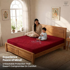MY ARMOR Waterproof Mattress Protector King Size, 78x72, 6.5x6 feet, Double Bed Protector Sheet Cover, Breathable and Hypoallergenic Ultra Soft Fitted Terry Cotton Feel Fabric, Elastic Skirting, Grey