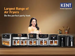 KENT Digital Air Fryer 5L | 1400W | Bake, Grill & Roast | Up to 80% Less Oil Usage | 8 Preset Menu | Rapid Heat Circulation | Digital Display & Touch Control Panel | Glass Window with in built Light
