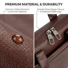 EXIM Prime Laptop Bag for Men Office Use| Office Bag for Men| Vegan Leather Laptop Messenger Bag| Fits Up to 13 to 14 Inch Laptop| Business Briefcase with Handle and Shoulder Strap (Shaded Brown)