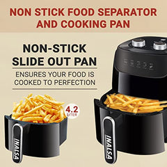 INALSA Air Fryer 4.2 ltr|1400 W with Air Crisp Technology|Temperature & Timer Control|8 Preset Menu & Digital Display|Air fry, Bake,Roast,Reheat,Dehydrate|Airfryer Recipe book(Tasty Fry Digital)