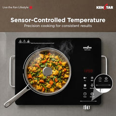 Kenstar Infra LUMO 2000W Infrared Stove with 11 Power Levels, 4 Preset Modes, Toughened Glass Top and Timer Function Silver Black