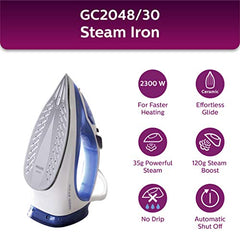 Philips Speed Pro DST3030/70 Steam iron, Green | 2400W, 40g/min Steam, 180g Steam Boost Ceramic Soleplate, Auto Shut-off, Drip Stop Technology, Large 300ml Water Tank