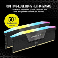 CORSAIR Vengeance RGB DDR5 RAM 48GB (2x24GB) 5200MHz CL38 Intel XMP iCUE Compatible Computer Memory - Black (CMH48GX5M2B5200C38)
