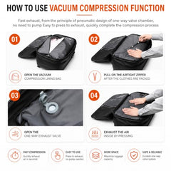 KARRIER Vacuum Compression Backpack with Built-in System for Clothes & Gear Laptop Bags Backpacks for Men and Women 3-in-1 Space-Maximizing Organizer (BLUE)