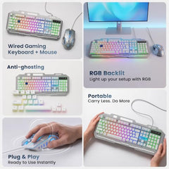 EVM EnHawk Wired Gaming Keyboard & Mouse Combo | RGB Backlit Keyboard | 6-Button Gaming Mouse | Adjustable DPI | 1 Year Warranty (EVM-WDKM-315-EnHawk)