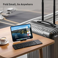 atdaraz Foldable Keyboard B089T 3 Folded Touchpad Function 64 Keys Portable Type C Charging Magnetic Closure Computer Keyboard Black