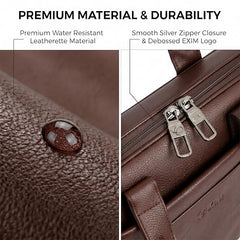 EXIM Prime Laptop Bag for Men Office Use| Office Bag for Men| Vegan Leather Laptop Messenger Bag| Fits Up to 13 to 14 Inch Laptop| Business Briefcase with Handle and Shoulder Strap (Shaded Brown)