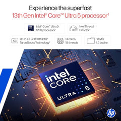 HP 15 Smartchoice, Intel Core Ultra 5 125H 12 TOPS, 24GB DDR5 (Upgradeable) 1TB SSD,Anti-Glare, FHD, 15''/39.6cm,Win11, M365*Office24, Silver, 1.65kg, FD1458TU, FHD Camera w/Shutter, Backlit AI Laptop