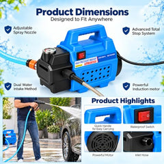 COSS MAX CM200HD High Pressure Washer for Car, Bike, Home & Garden Cleaning, 3800W Induction Motor, 200 Bar, 10 L/Min Flow, 7M Hose, Portable Car Washing Machine with Spray Gun