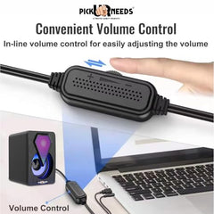 Pick Ur Needs RGB Multimedia Speakers High Bass USB Powered Desktop Speakers with Dynamic LED Lights Wired Speakers for PC, Laptop & Gaming